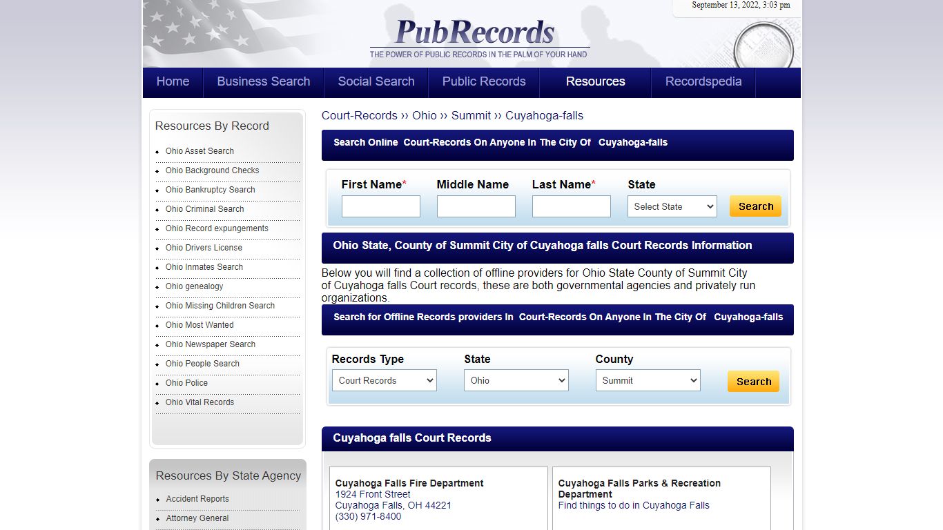 Cuyahoga falls, Summit County, Ohio Court Records